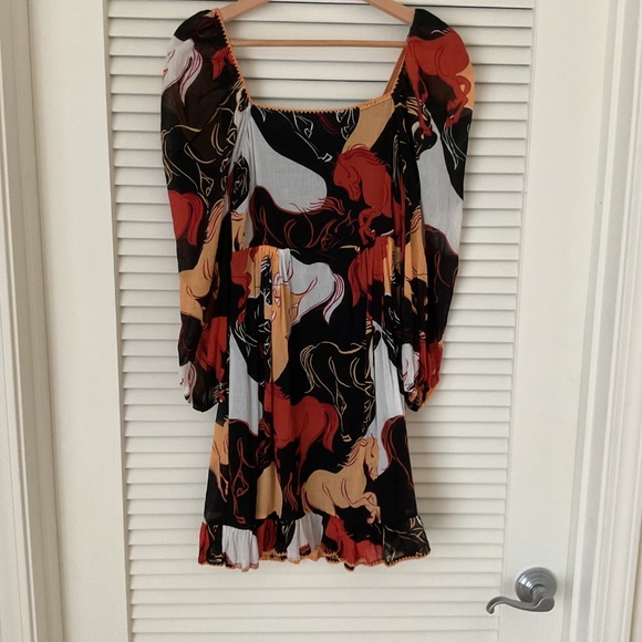 Chasing Unicorns Wild Horses Babydoll Dress Small - Picture 3 of 10